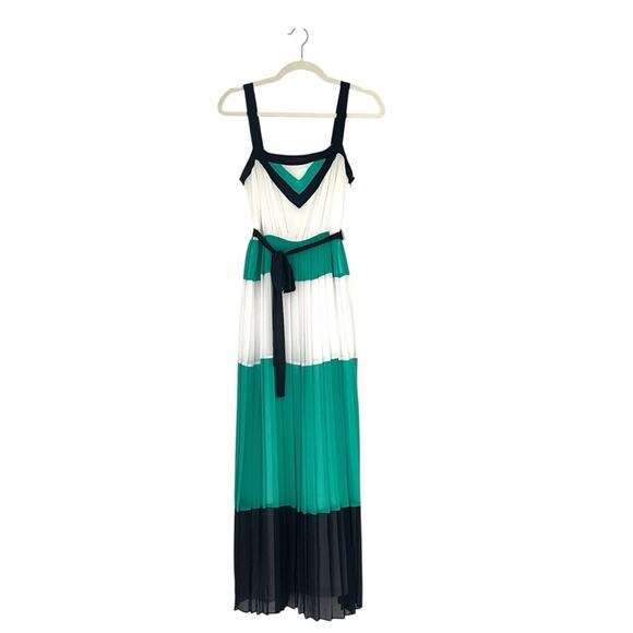 Banana Republic Milly Collection color block maxi dress green blue Sz 2 feminine - Picture 2 of 12